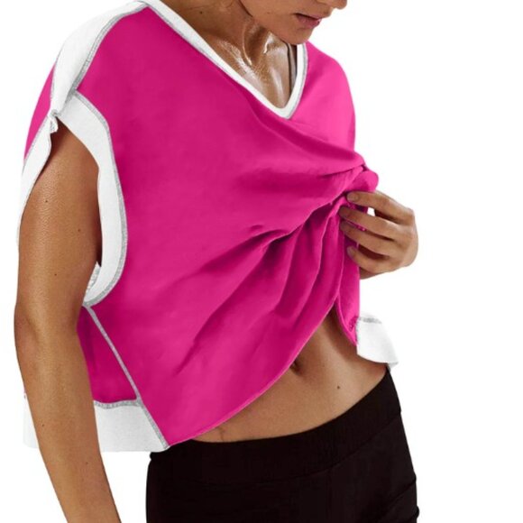 NEW Women's Backless Loose Tops Short Sleeve Workout Tops - Picture 1 of 1